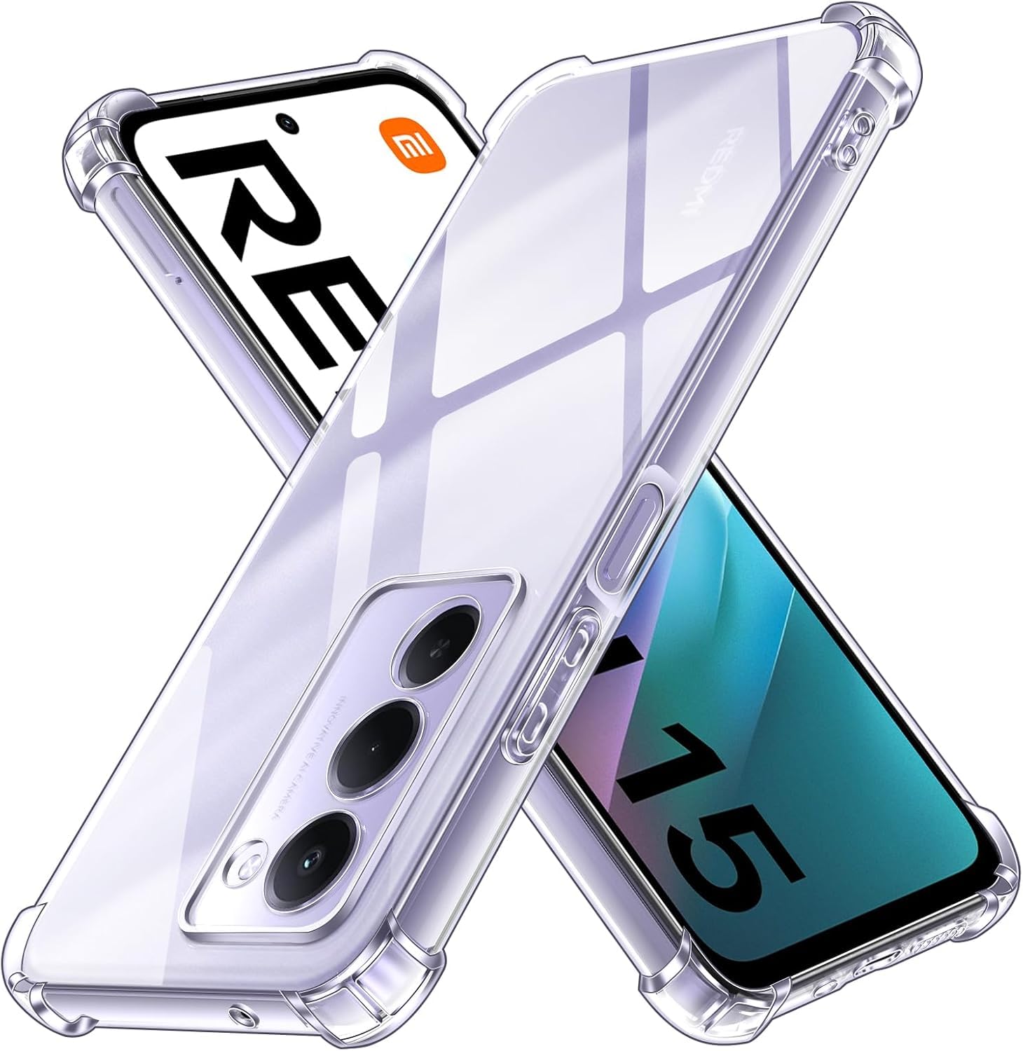 Back Cover for Redmi 15 4G /5G Transparent Mobile Back Case Shock Proof Design Camera Edges Protection Crystal Clear Phone Case Silicon Soft TPU and Flexible (Redmi 15 4G /5G)