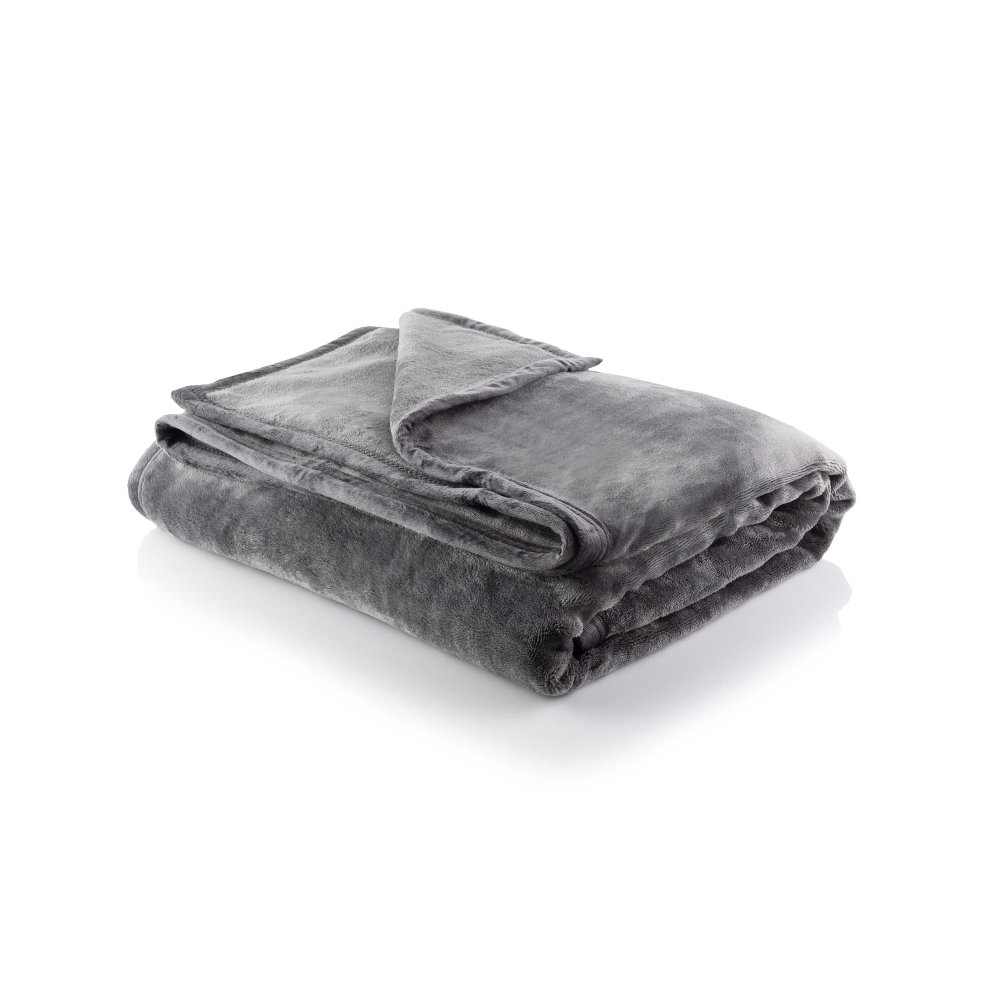 Minky Super Soft Luxury Throw Blanket - Machine Washable Blankets, Multipurpose, Plush Lightweight Throw for Sofa, Bed & Couch, Bedroom Accessories, Single 180cm x 135cm (Grey)
