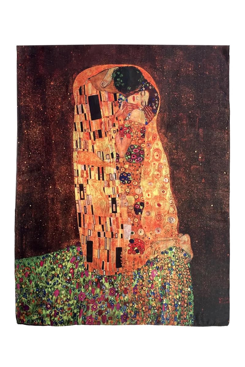Scarves Direct Women's Multi Klimt The Kiss Painting Print Scarf – Brown