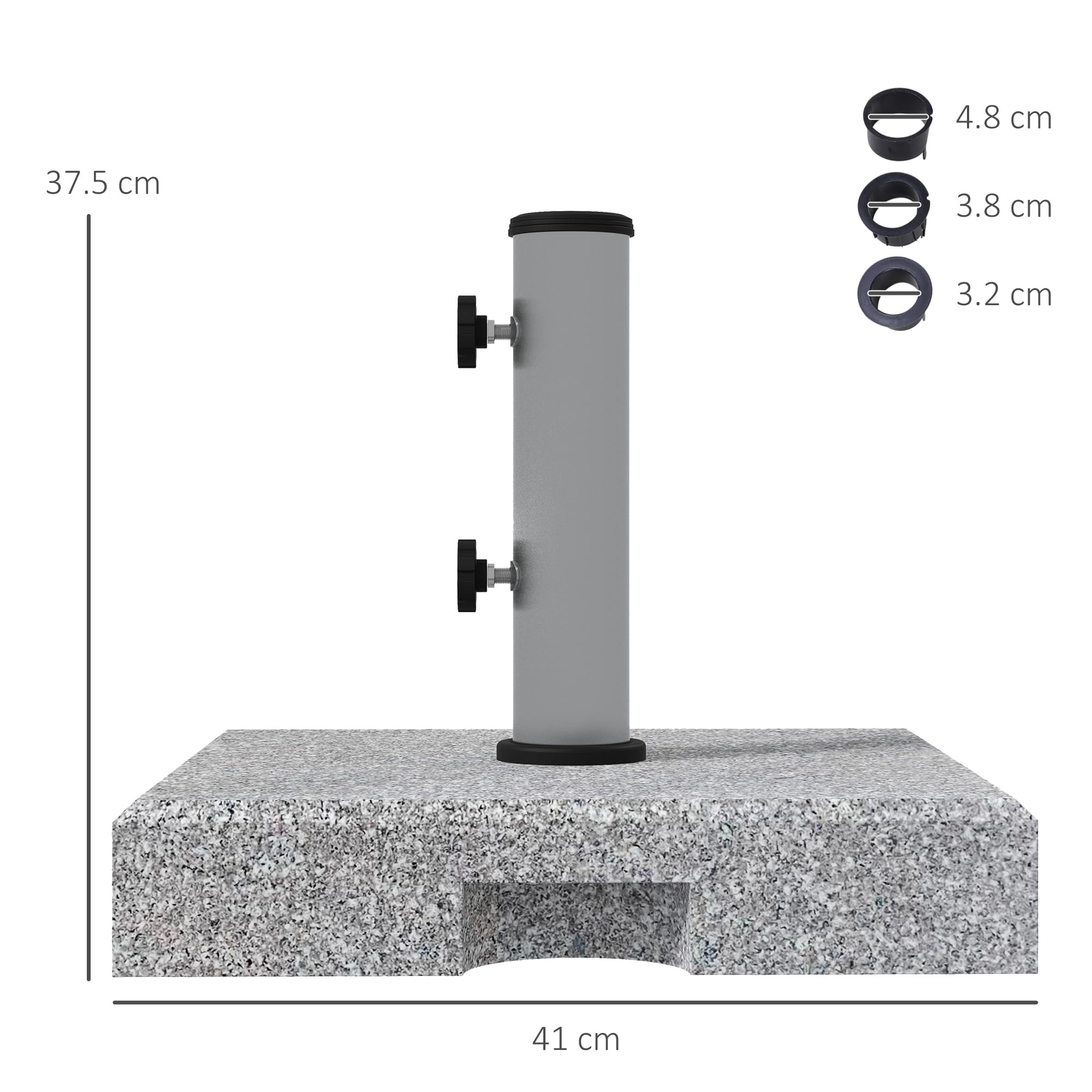 Outsunny Base per Ombrellone da Giardino in Granito, Basamento per Ombrellone da 28kg con Rotelle e Maniglia Estensibile, 41x41x37.5cm, Grigio