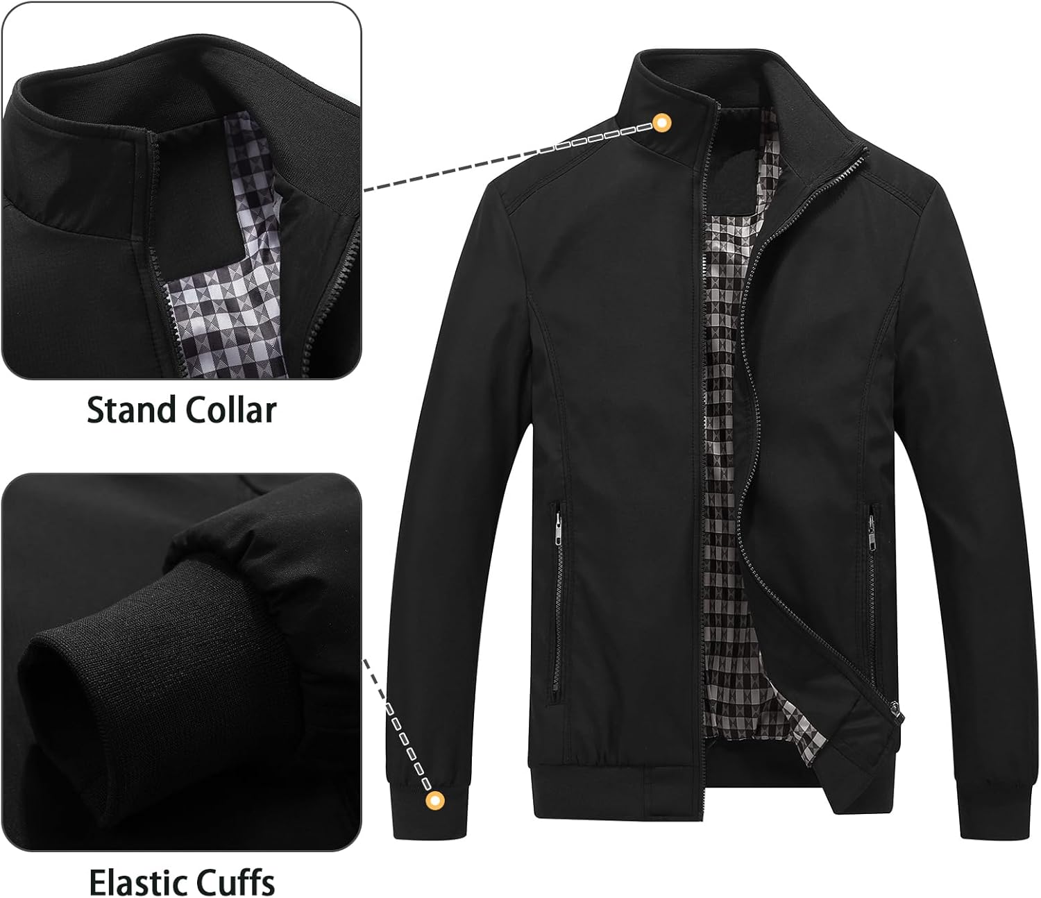 Lamgool Mens Lightweight Jackets Light Windbreaker Casual Flight Jackets Spring Fall Active Coat Outwear