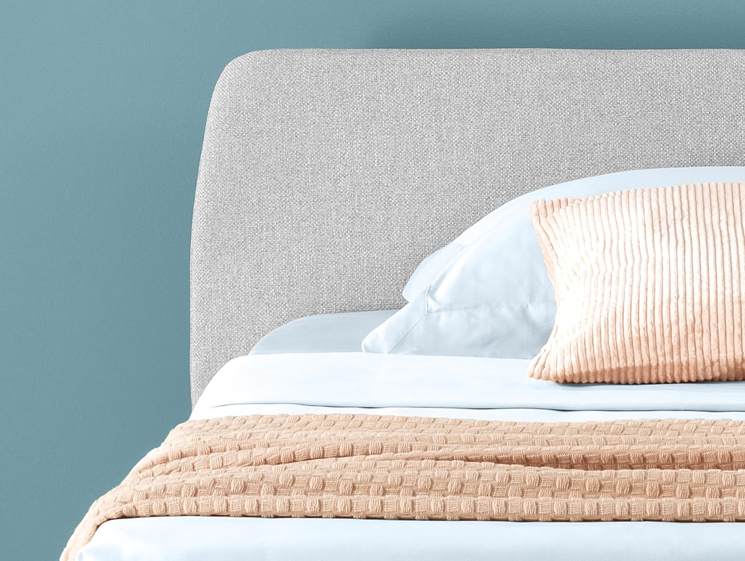 EVERGREENWEB Letto Piazza e mezzo in doghe in legno e testata quadrata stondata| facile da montare, Letto di Design | Colore Grigio Chiaro |Mod. Tokio