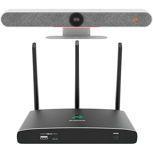 BG-WI-CRW-KIT 4K Wireless Conference Room Presentation Kit; Includes BG-Connexio BYOD Collaboration Switch, and BG-CYCLOPS-4K-W White Auto Tracking Video Bar