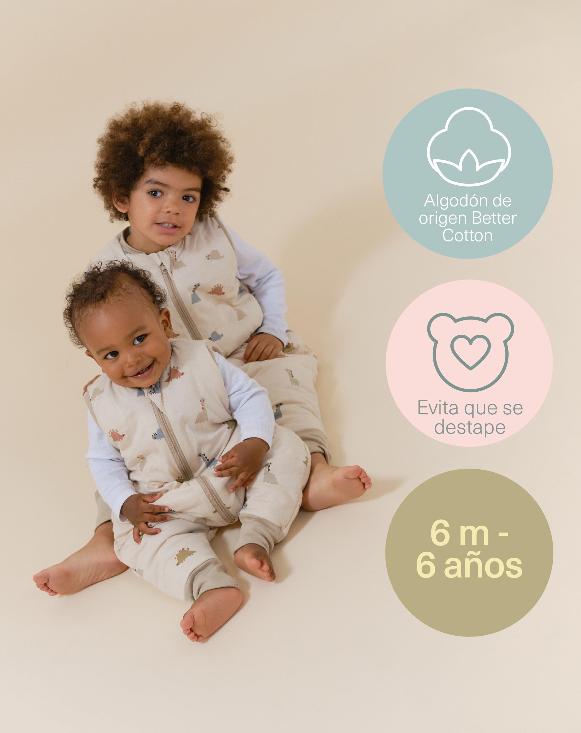 molis&co - Pijama Manta con Pies 2.5 TOG - 80 cm (2 años) - Ideal para Invierno - Suave y cálido - 100% algodón (Oeko-Tex 100) - Dinos — view 5