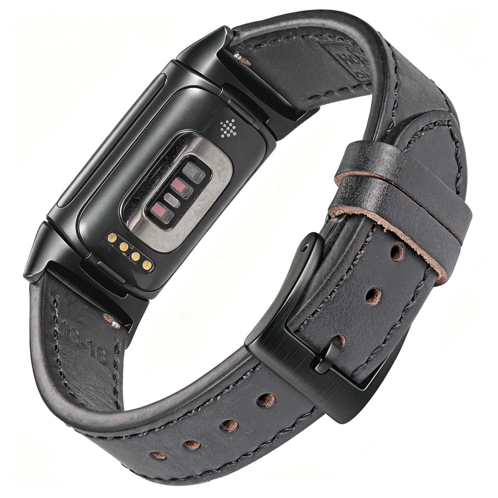 Horween Bracelet en cuir compatible avec Charge 5/6 et Charge 3/4, bracelet de rechange de qualité supérieure cousu à la main avec boucle en acier inoxydable.