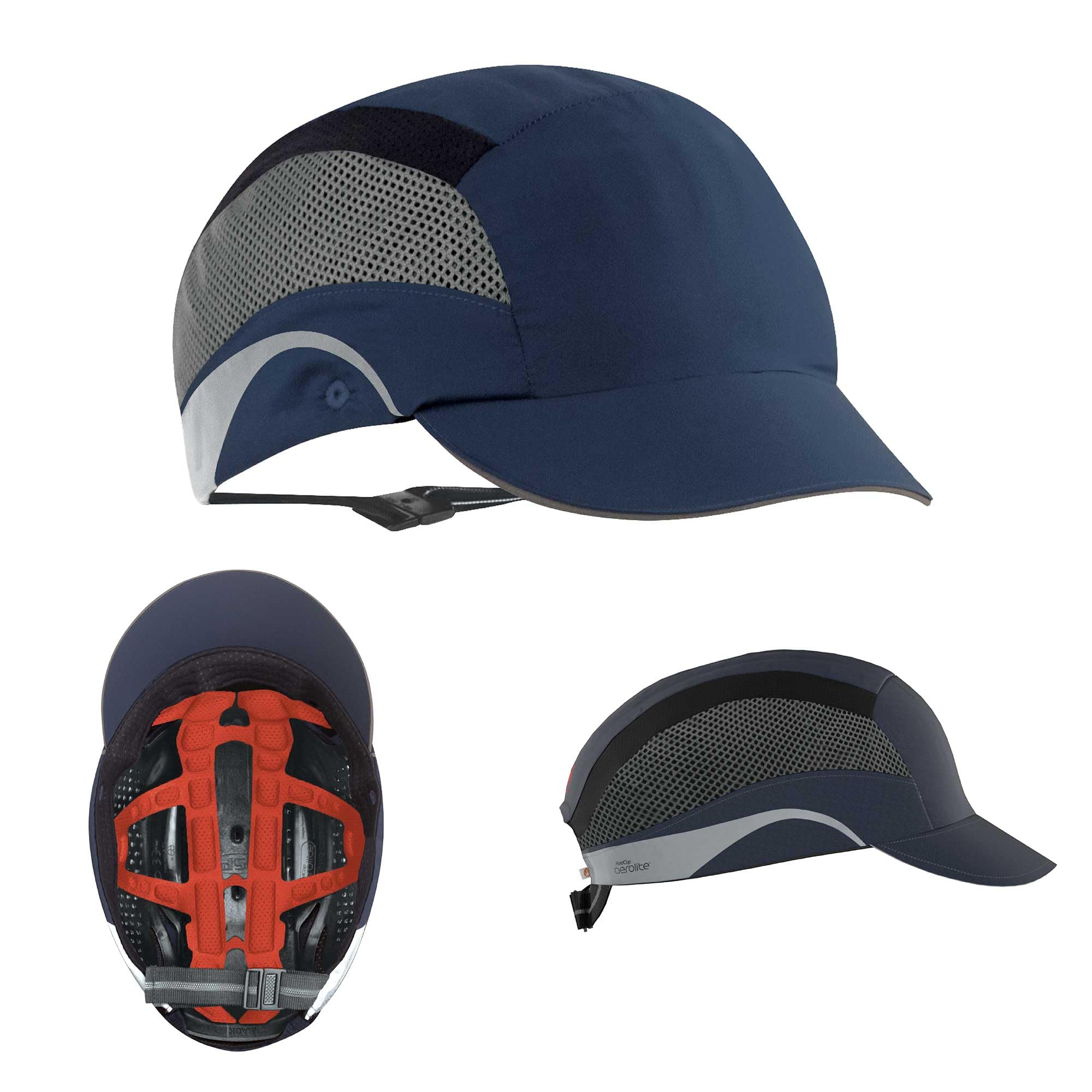 JSP HARDCAP Aerolite Casquette légère - Visière 5 cm - Bleu Marine - Ventilée - Anti-heurt & Coque sécurité en 812 - pour logistique, Maintenance, Industrie & Bricolage - en 812