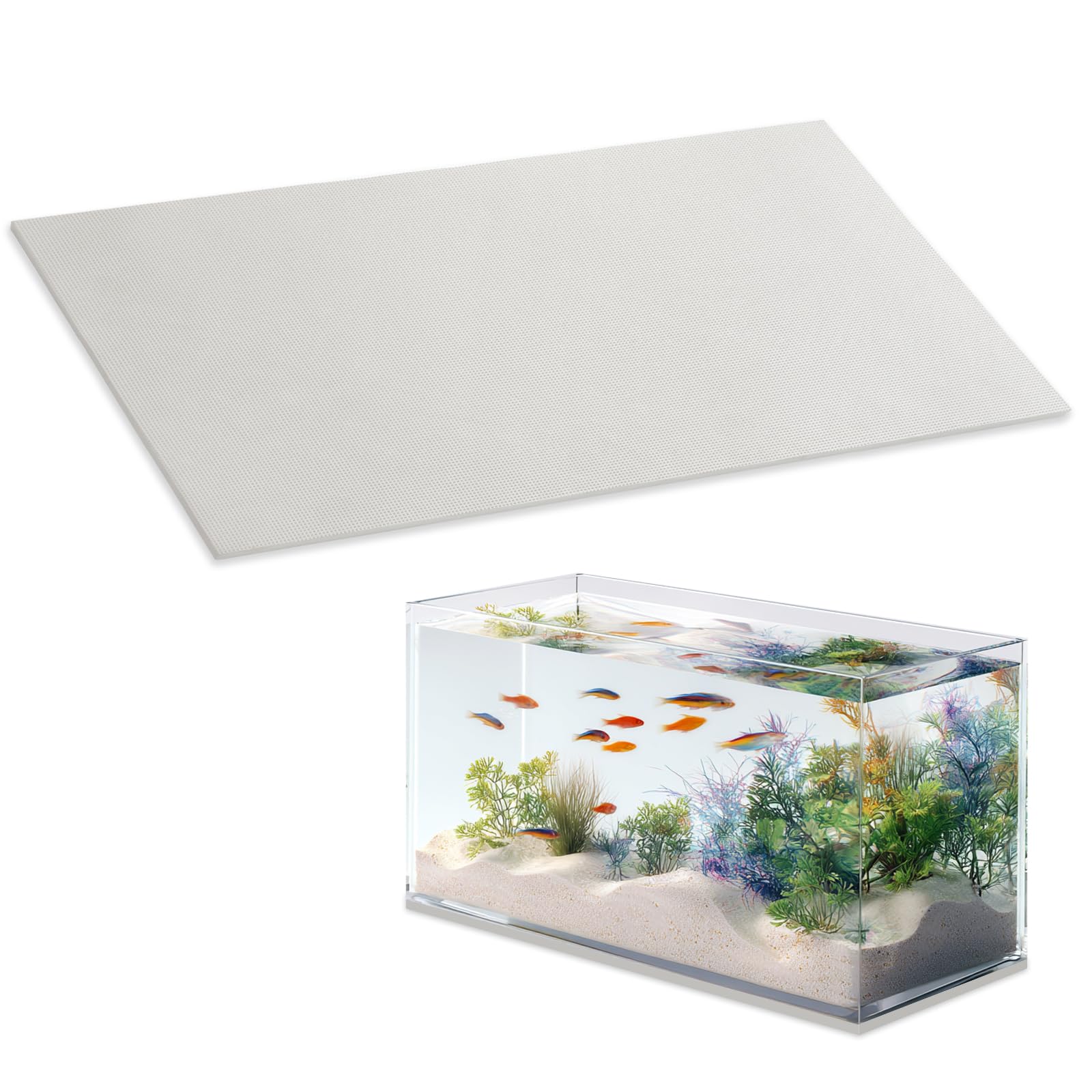 Aquarium Leveling Mat 1 Pack, 55 × 90cm Aquarium Mat Under Tank Pad, 6mm Thick Non-Slip Shockproof Fish Tank Cushion, Waterproof, Easy to Cut, Grey