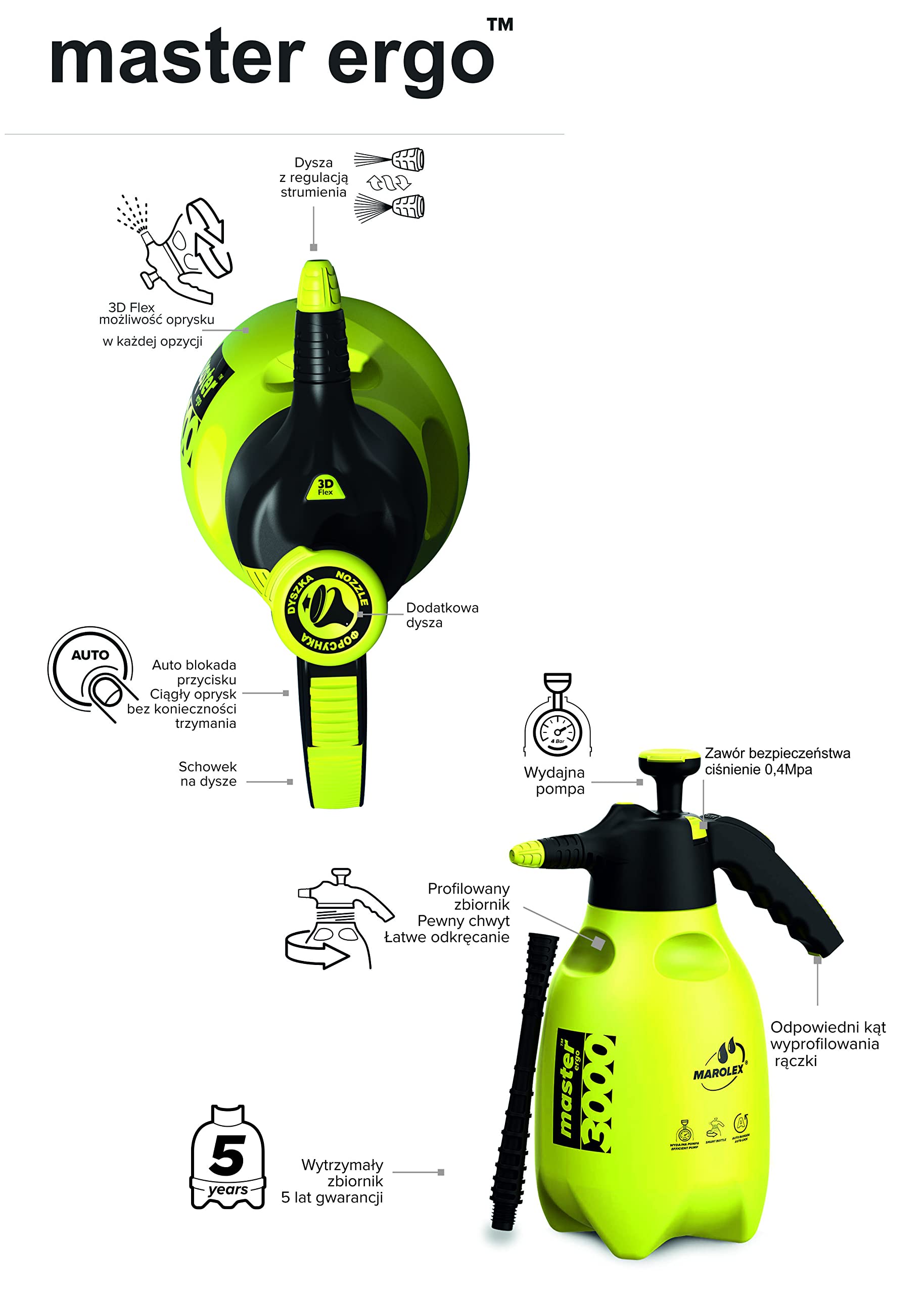 Confezione 2 x Spruzzatore 5 litri manuale con lancia e impugnatura