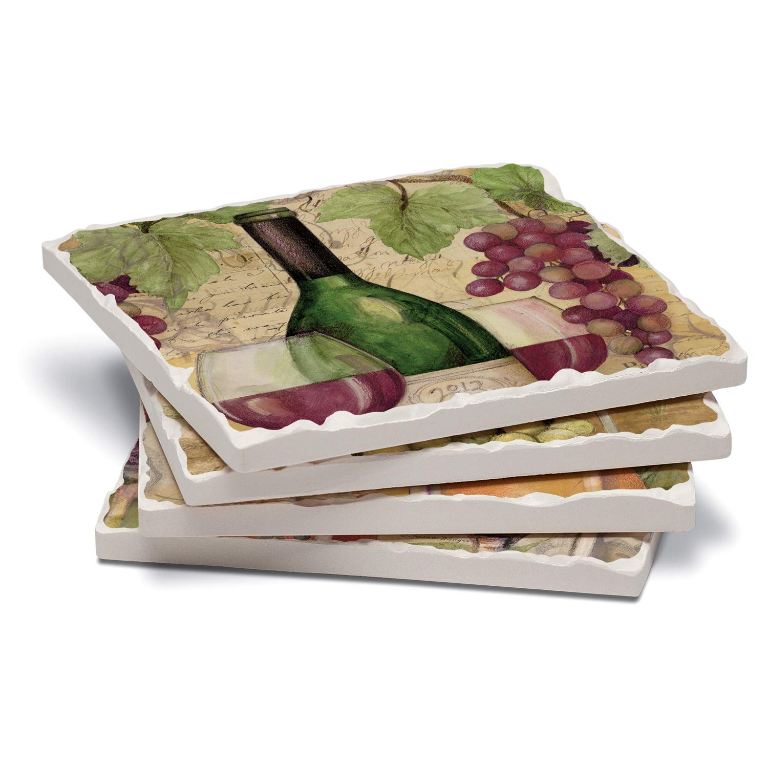 Amazon｜CounterArt Set of 4 Assorted Tumbledタイルコースター 