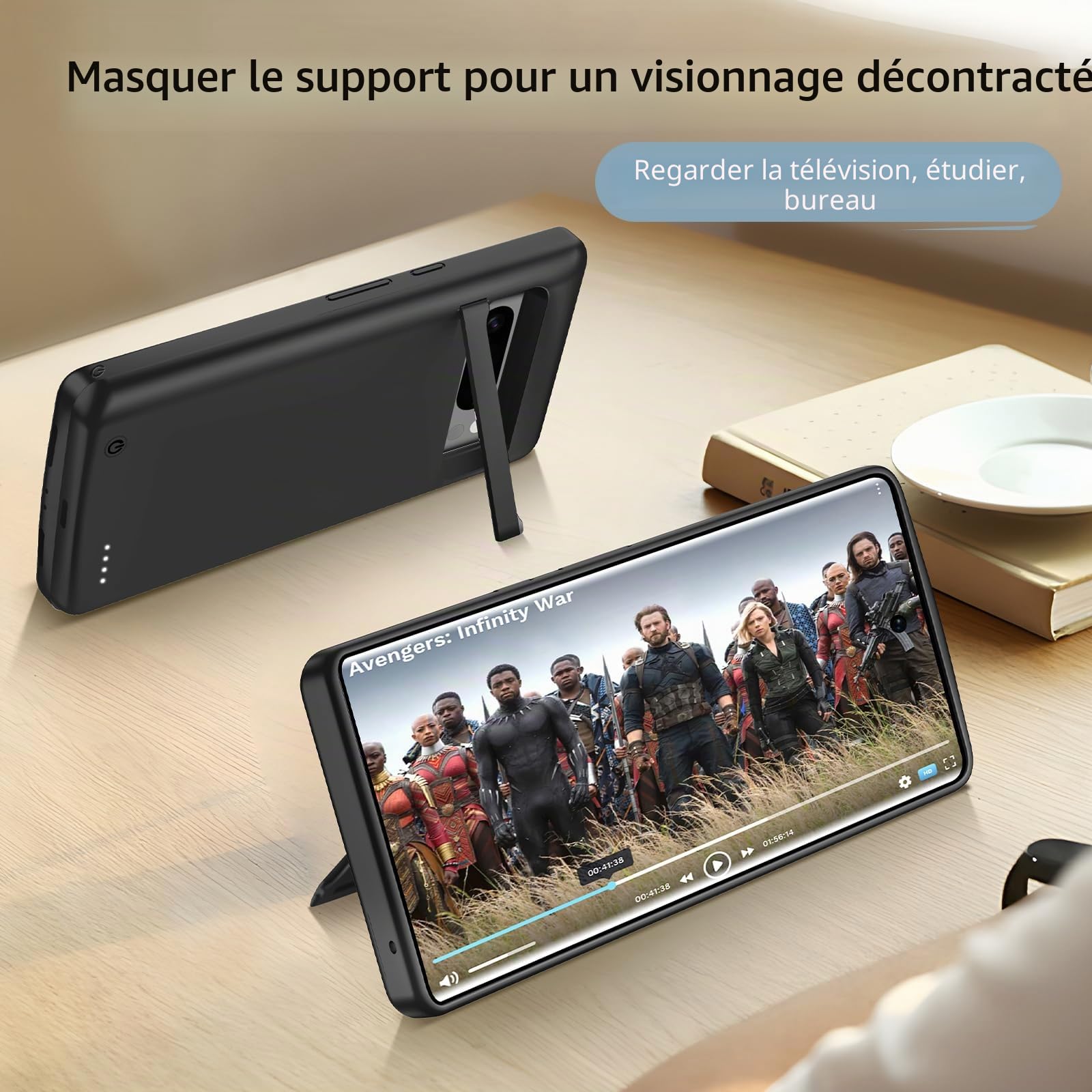 Étui de Chargement sans Fil pour Google Pixel 8 Pro, boîtier de Batterie Rechargeable Portable Haute capacité 10 000 mAh Chargement sans Fil Qi avec boîtier de Chargeur de Batterie étendu Pixel 8 Pro