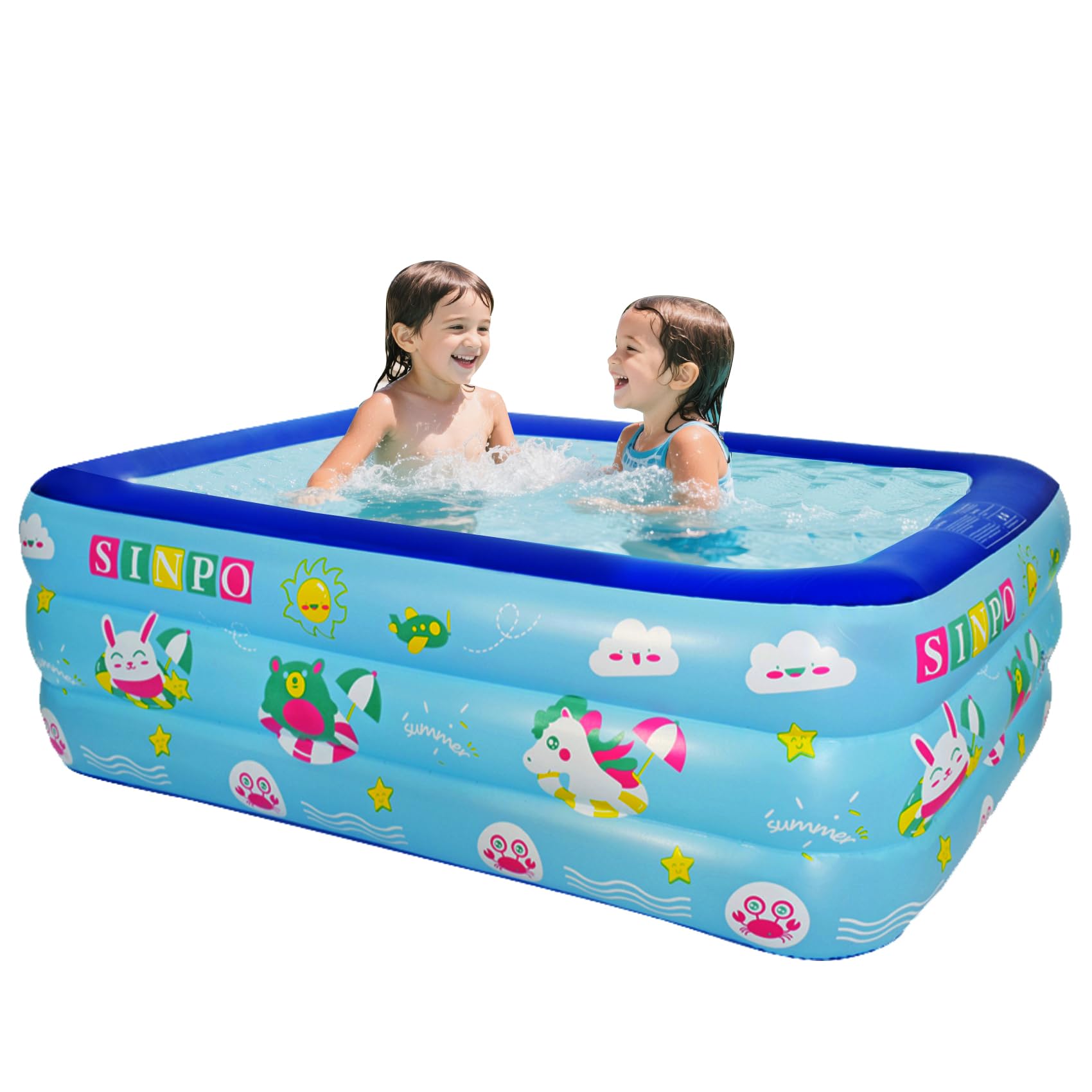 JUST FOR PARTY 1.5M Inflatable Kiddie Swimming Paddling Pools for Kids,Thickened Durable Above Ground Blow Up Family Pool with Bottom Bubble Layer for Outdoor Garden Backyard Water Party — image 1