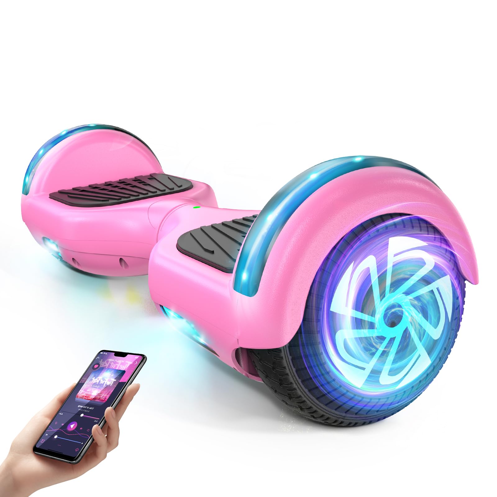 SISIGAD Scooter for Kids Ages 6-12, Bluetooth and 6.5" Colorful Lights Wheels, Safety Certified Self Balancing Scooter, for All Ages