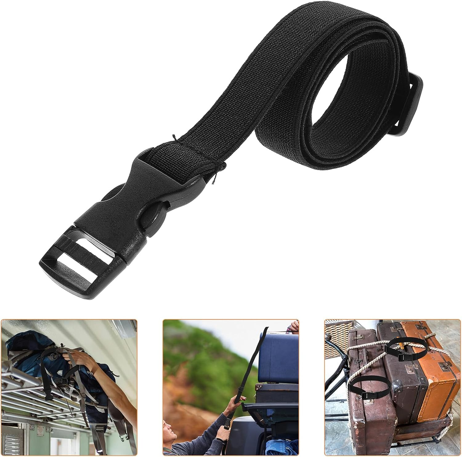 4pcs Adjustable Buckle Straps with Clips Elastic Luggage Bands 2.5x50cm Travel Backpack Suitcase Belt for Outdoor Packing and Dog Collars