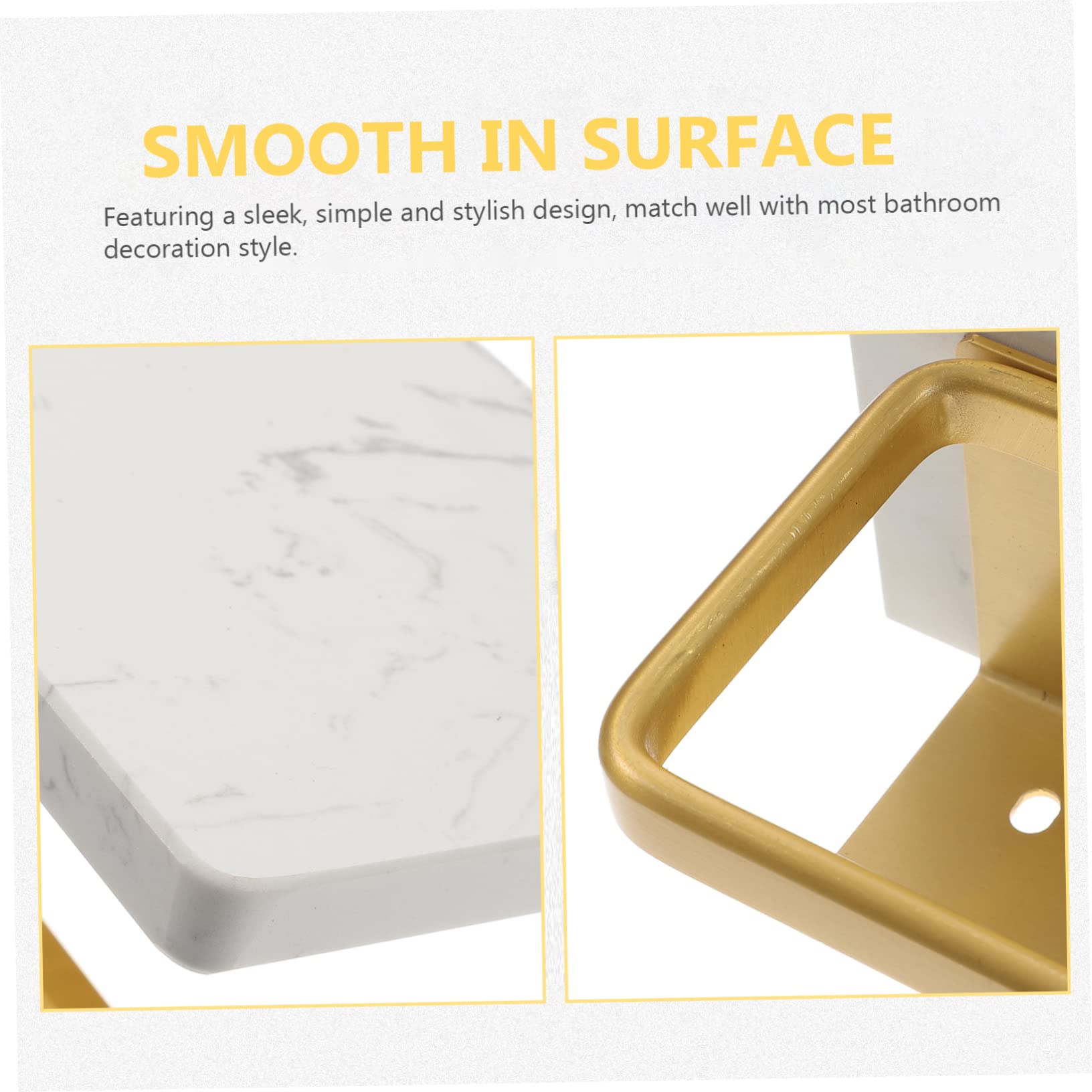 Lurrose Portarrollos de Papel Higiénico Fácil de Instalar de Mármol Blanco, con Estante, Montado en Pared, Moderno y Sencillo, para Baño y Aseo