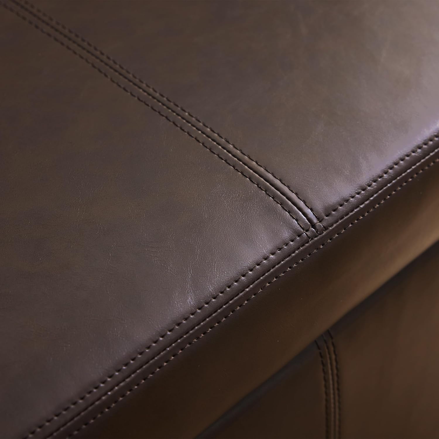 HUIMO Faux Leather Storage Ottoman Bench 50.3 Inch Extra Long PU Upholstered Bedroom Bench with Large Storage Space for The Living Room, Entryway, Bedroom Hold Up to 300lbs (Brown) - Image 7