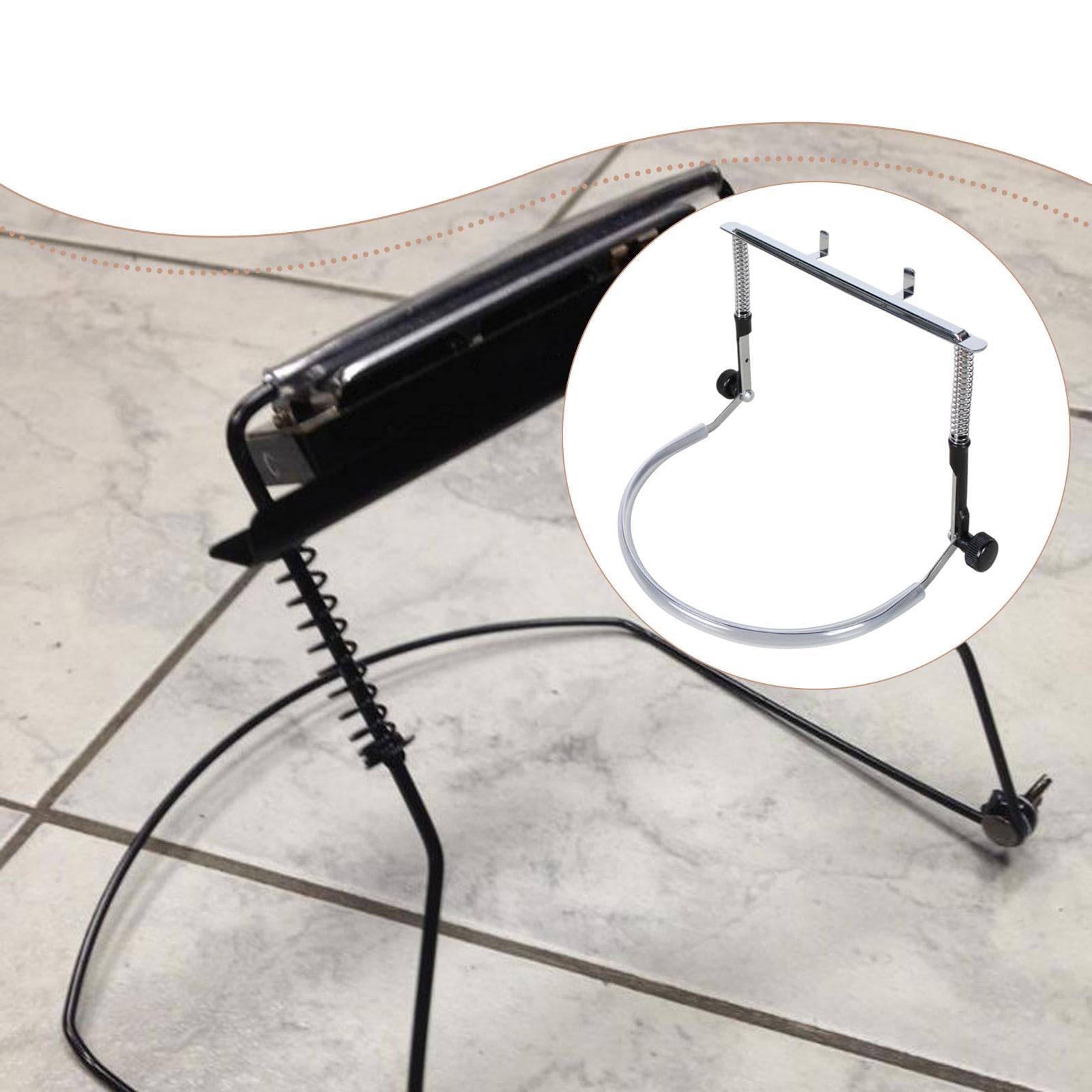 Soporte para Armónica, Atril Y Soporte para El Mástil Como Accesorios con Tensión de Resorte Ajustable para Mayor Comodidad Y Estabilidad de Los Músic, Plateado