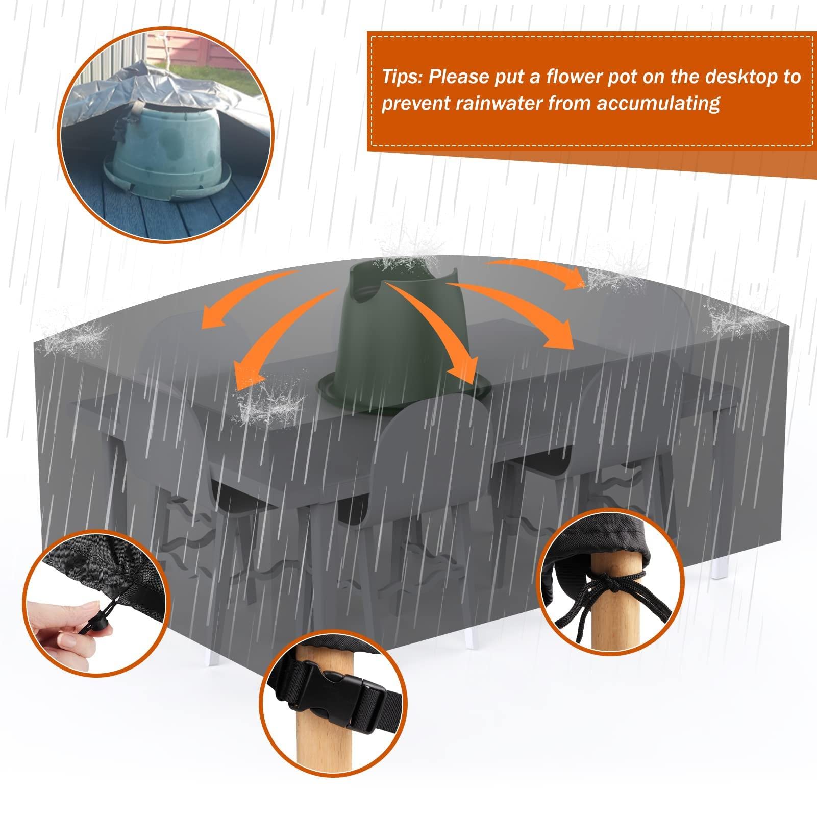 Fundas de Muebles de jardín,varios tamaños Funda para Muebles de Jardín Exterior Rectangular Impermeable,Anti-UV,Resitente al Polvo,para Sofa de Jardin al Aire Libre Patio 285x205x63cm Plata