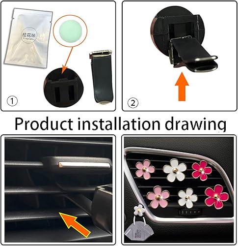 Miniatura 3 de 6 piezas de decoración de coche con margaritas, lindo clip de ventilación de flores, clip de salida de tablero de aire, clips de ventilación para