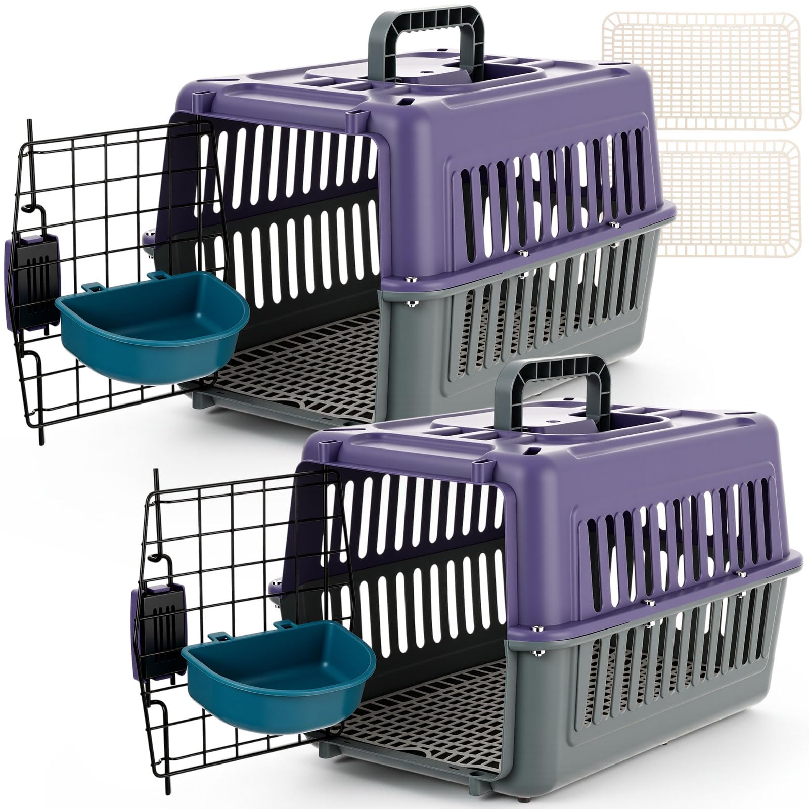 2 Set 17.5" up to 13lbs Small Cat Dog Travel Pet Carrier, Purple
