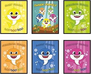 Shark Poster Prints, Set of 6 UNFRAMED(8''x10''), Kids Shark Room Decor, Motivational For Kids Wall Art Poster, Nursery Wall Art Decor, Posters For Girls Room, Posters For Room, Baby Shower Decorations, Kids Room Decor, Playroom Decor, Mommy Shark, Dady Shark, Nursery Playroom Home Decor, Shark for nursey room decor, Kids Shark poster for kids decor, Posters for boys room, Poster For Kids Romm, Poster for Nursey room, Girls Room Wall Art Decor, Boys Room Decor, Kids Room Decor,