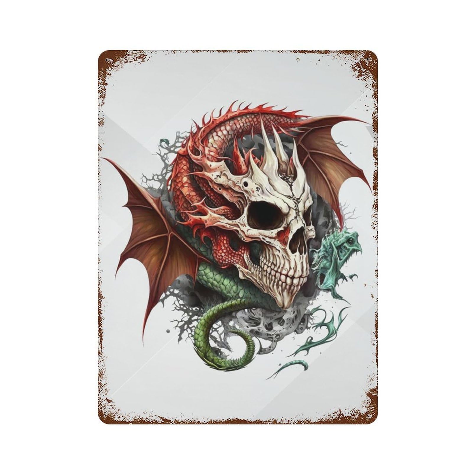 Curse Of The Dragon Rusty Metal Tin Sign 15.7"x11.8", Ideal for Farmhouse, Kitchen And Entryway Decor