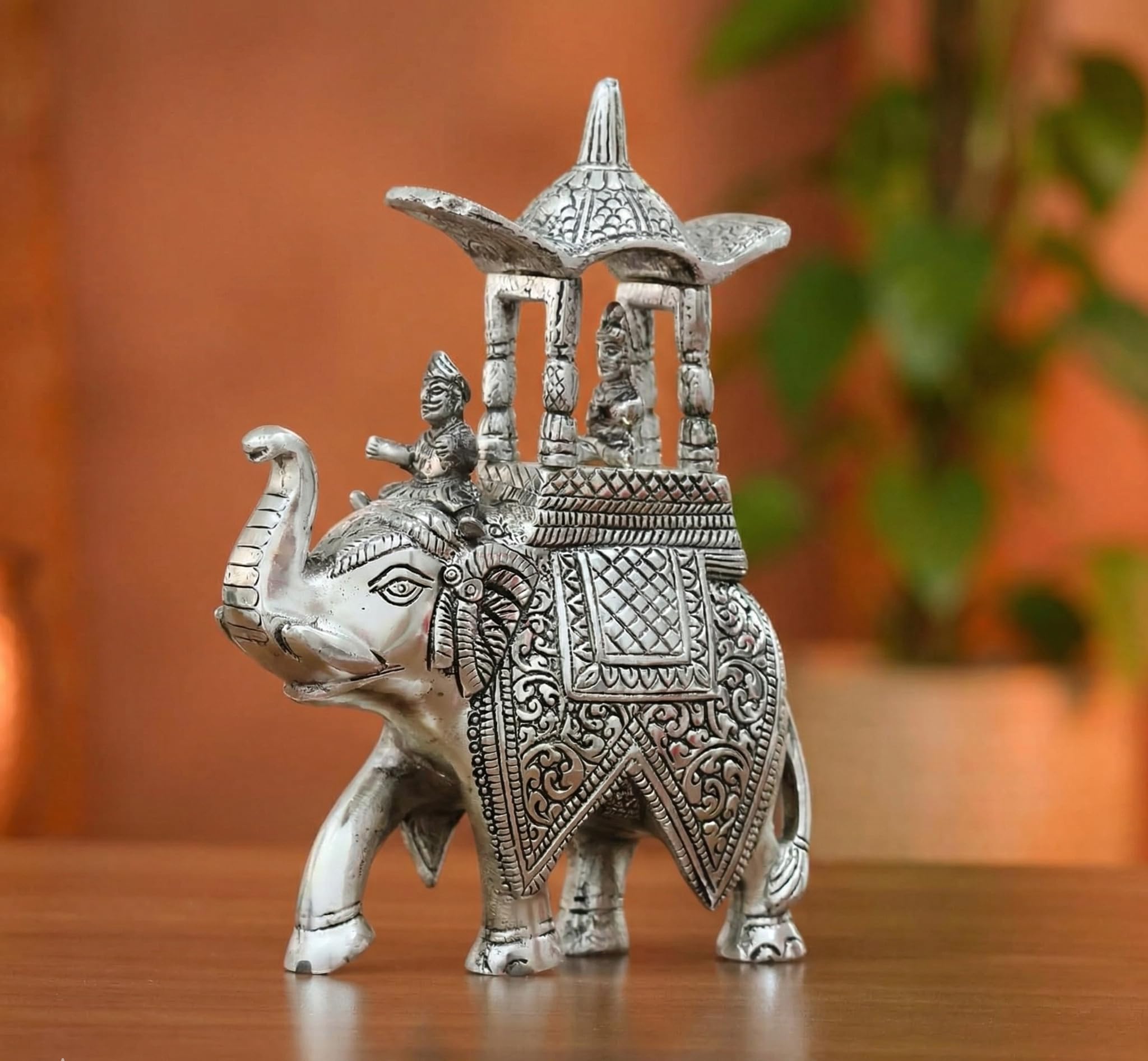 Handcrafted Metal Elephant Statue - Rajasthani Art -2