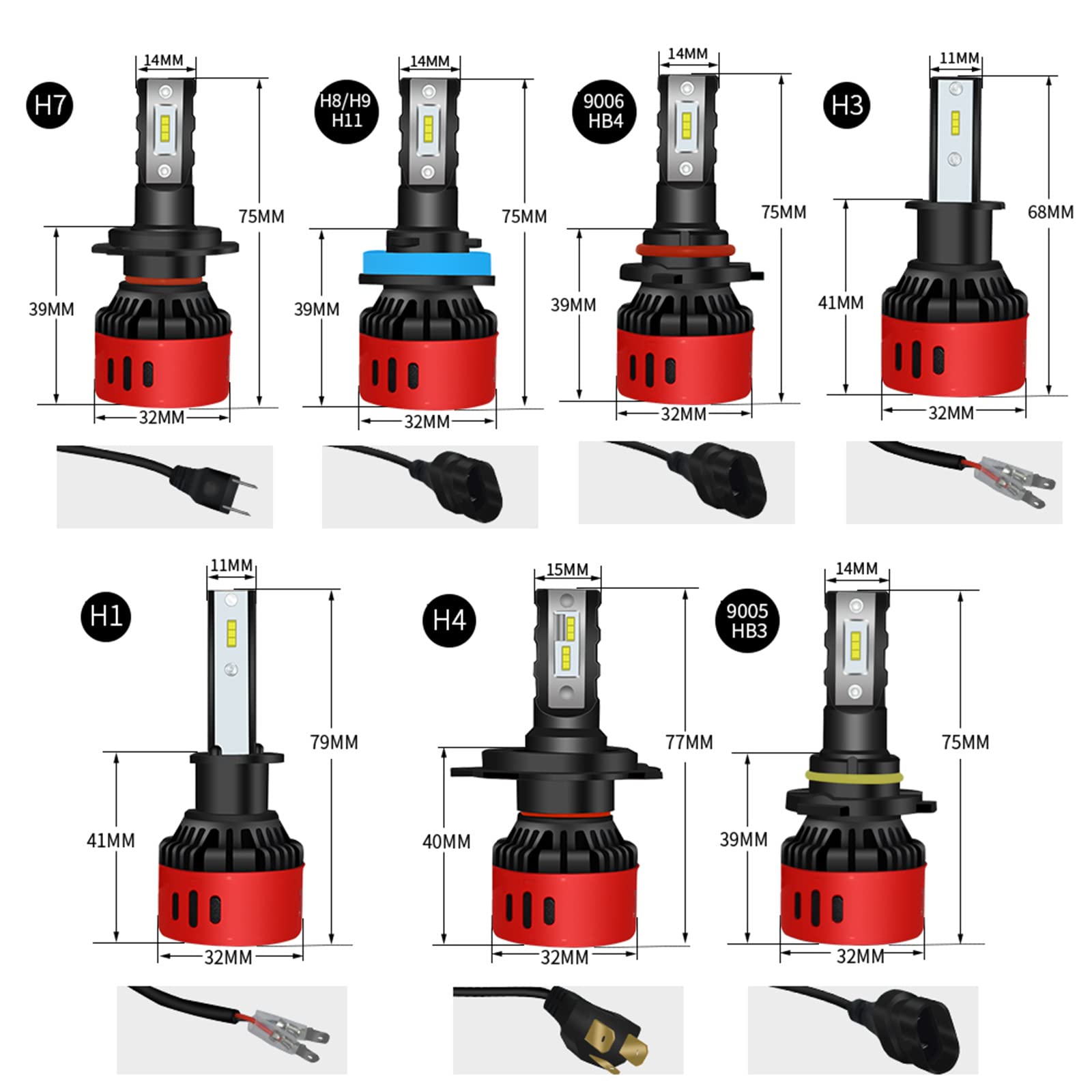 Faros Delanteros LED Para Automóvil Faros Delanteros LED 20000LM CSP Luz Antiniebla LED Automática 6000K Iluminación LED, IP68 A Prueba De Agua, Paquete De 2,H4