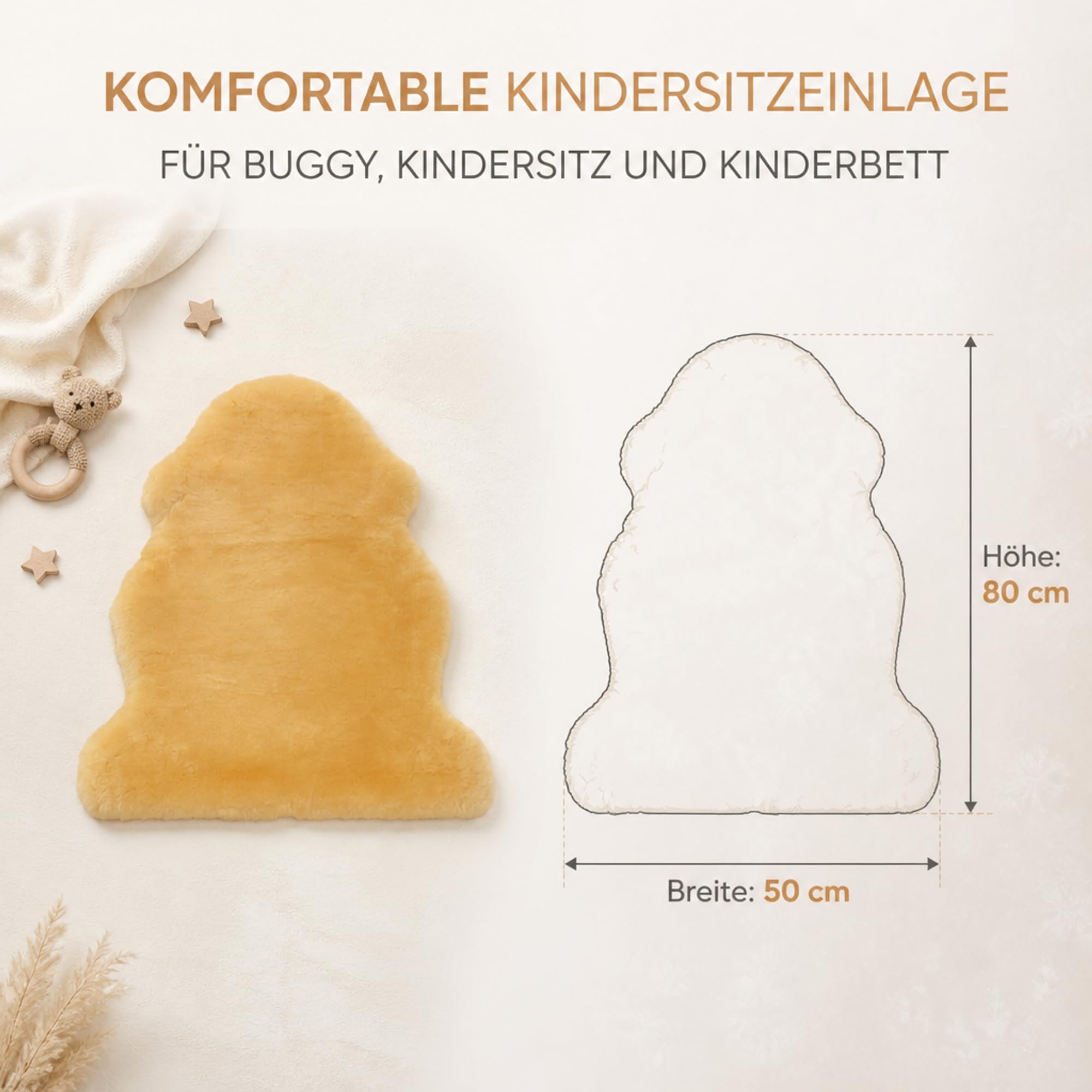 Skóra jagnięca – medyczna – skóra niemowlęca (bardzo przytulna) kształt naturalny – łóżeczko dziecięce – wózek dziecięcy – torba do noszenia