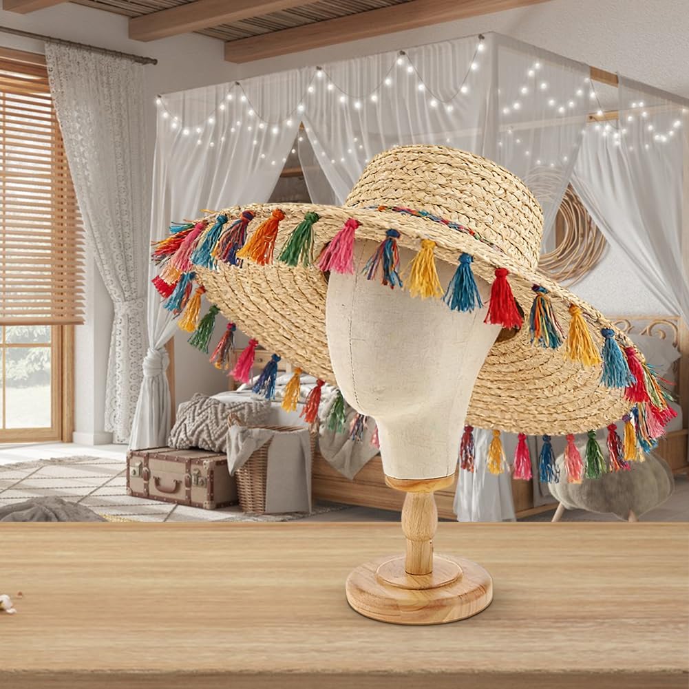 Tête de mannequin de 54 cm, support de perruque, tête de mannequin avec base en bois, support multifonctionnel, support de tête de mannequin en toile solide pour perruques, chapeaux, maison, salon