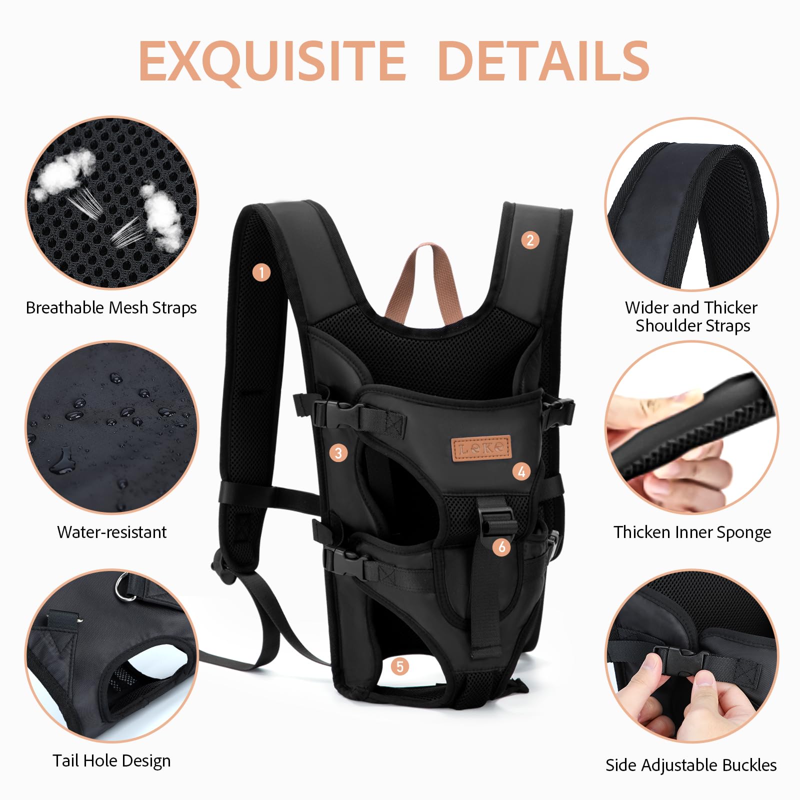 Lekereise Pet Carrier Backpack Adjustable Dog Backpack Carrier For