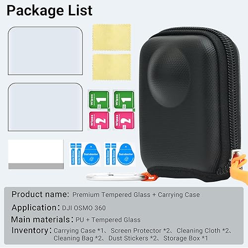 Miniatura 9 de CYNOVA Osmo 360 - Funda para accesorios DJI Osmo 360, con protector de pantalla (2 juegos), funda rígida de almacenamiento de viaje compatible con