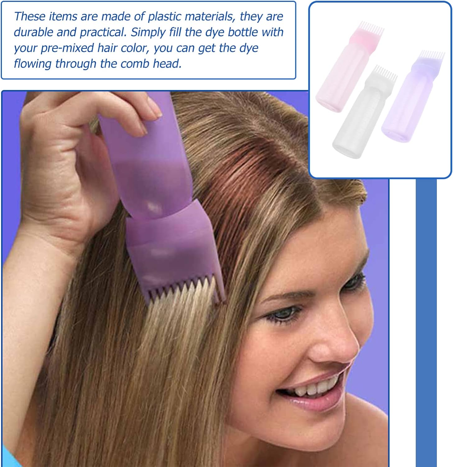 Ipetboom 3pcs Hair Dye Applicator Bottle Set with Scale Lines Hair Coloring Bottles for Home and Salon Use Includes Squeeze and Comb Tips Suitable for Professional and DIY Hairdressing