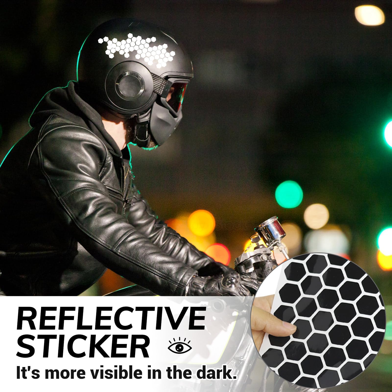 Autocollant Réfléchissant Triangulaire Noir – Pour Casque, Vélo, Scooter, Poussette – Visibilité Jusqu’à 70 M, UV Résistant