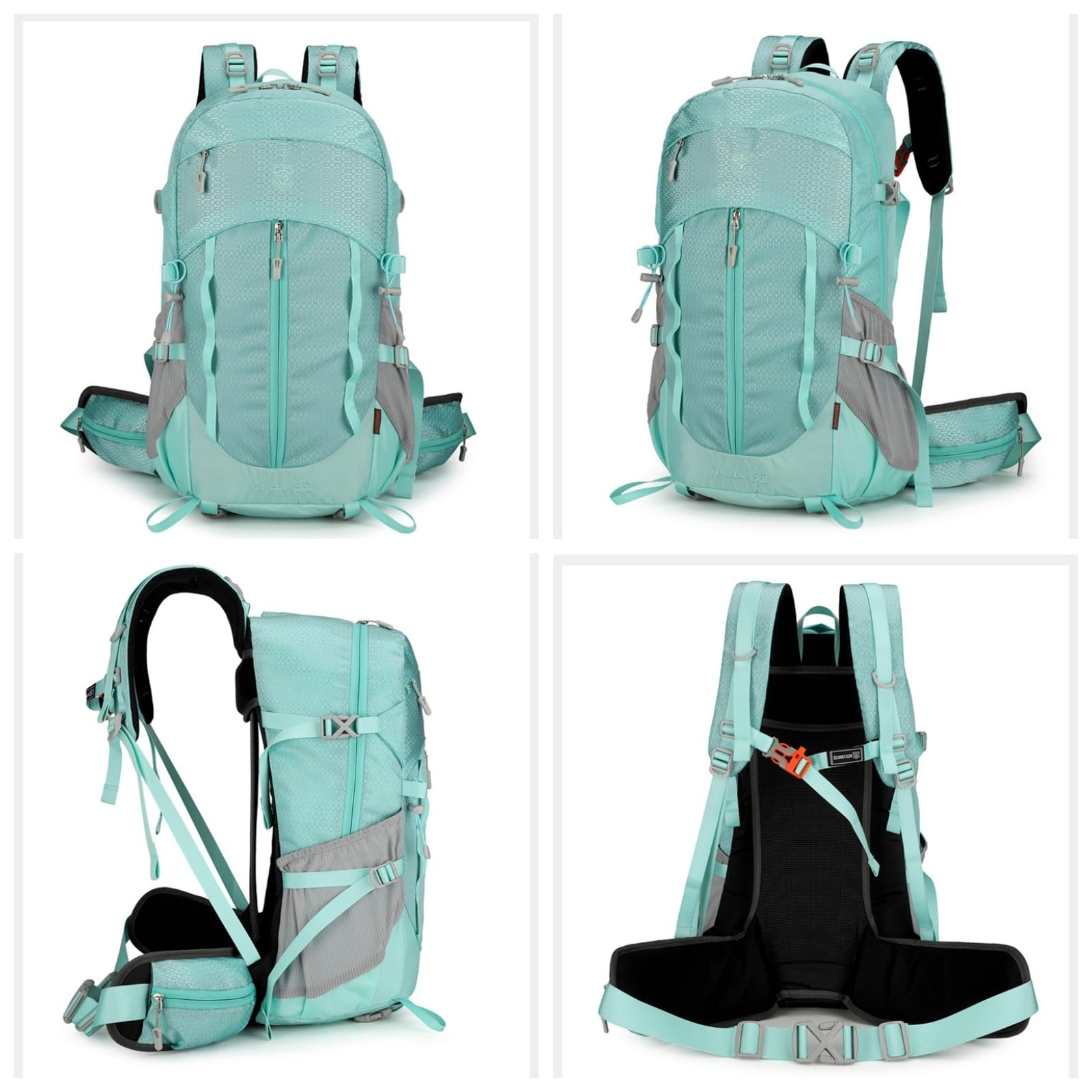 Mochila de Senderismo, Mochila de Trekking, Mochila para Exteriores 35L, Ligera Impermeable con Correas Ajustables, para Hombres Mujeres Camping Montaña Viajes (Gris oscuro)