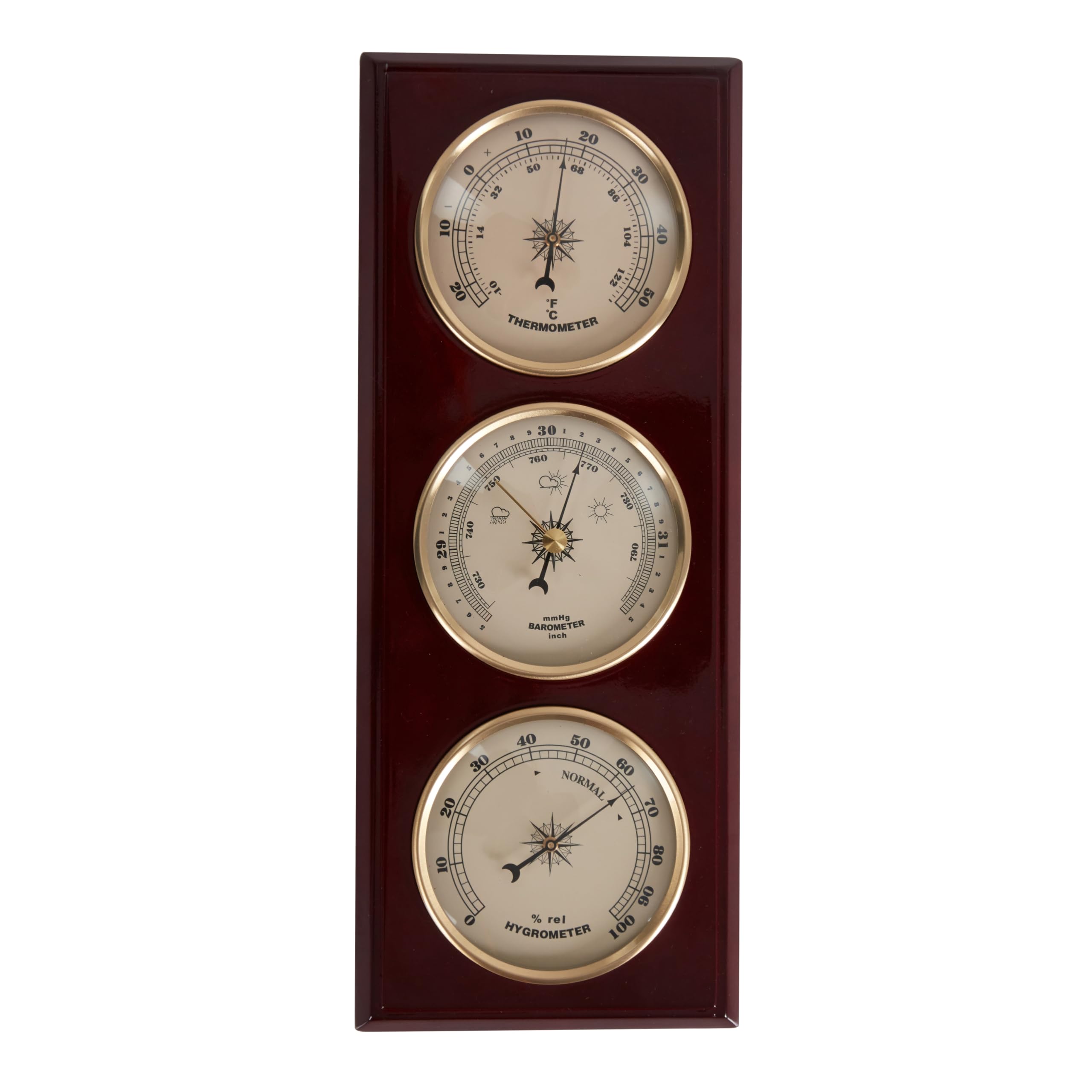 Traditional Cherry Wood Weather Station 12.5 * 5 inch | Thermometer, Barometer, Hygrometer, Dial Size 3.5 inch-image-11