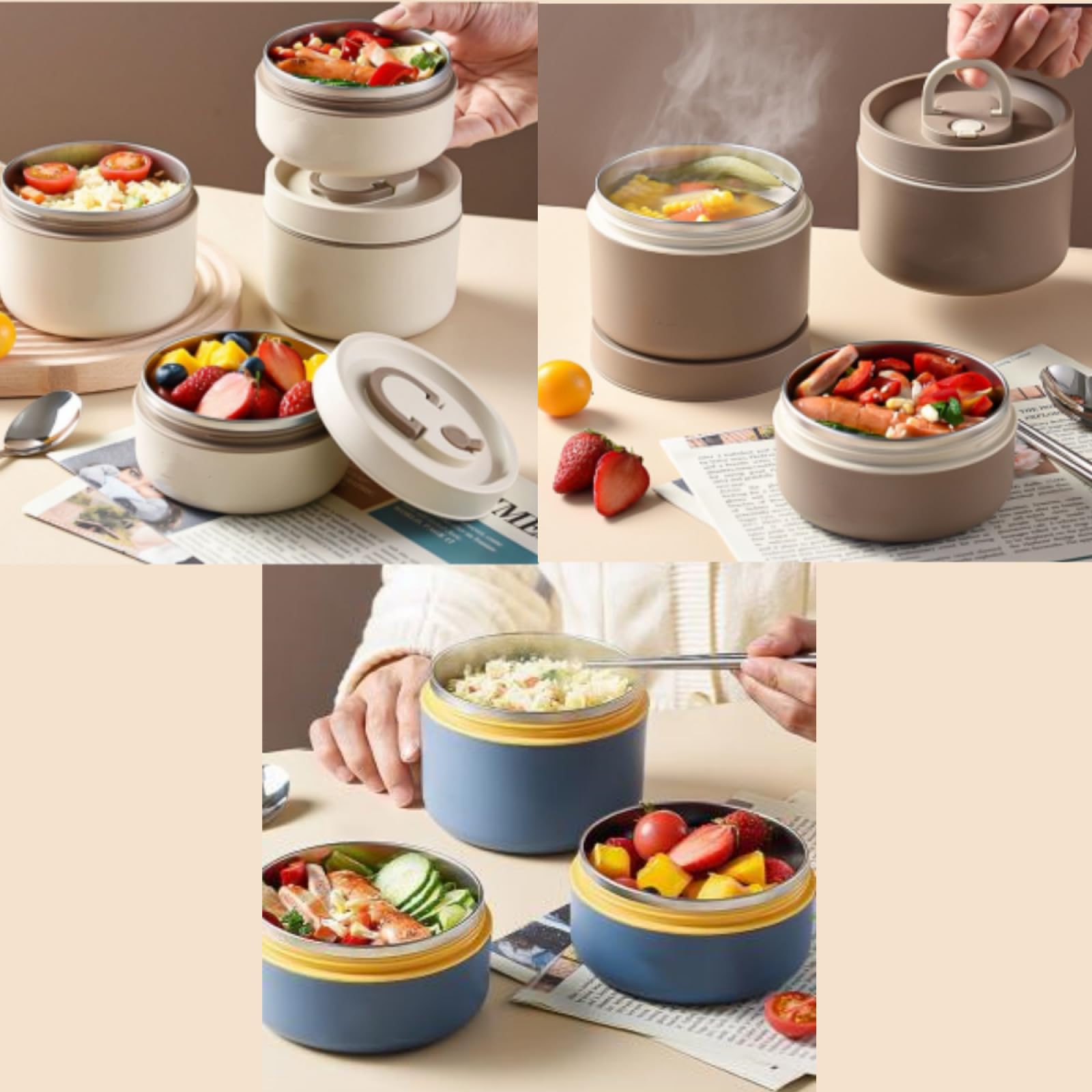 Amazon｜真空断熱スープランチセット ランチジャー 大容量 2段 /3段