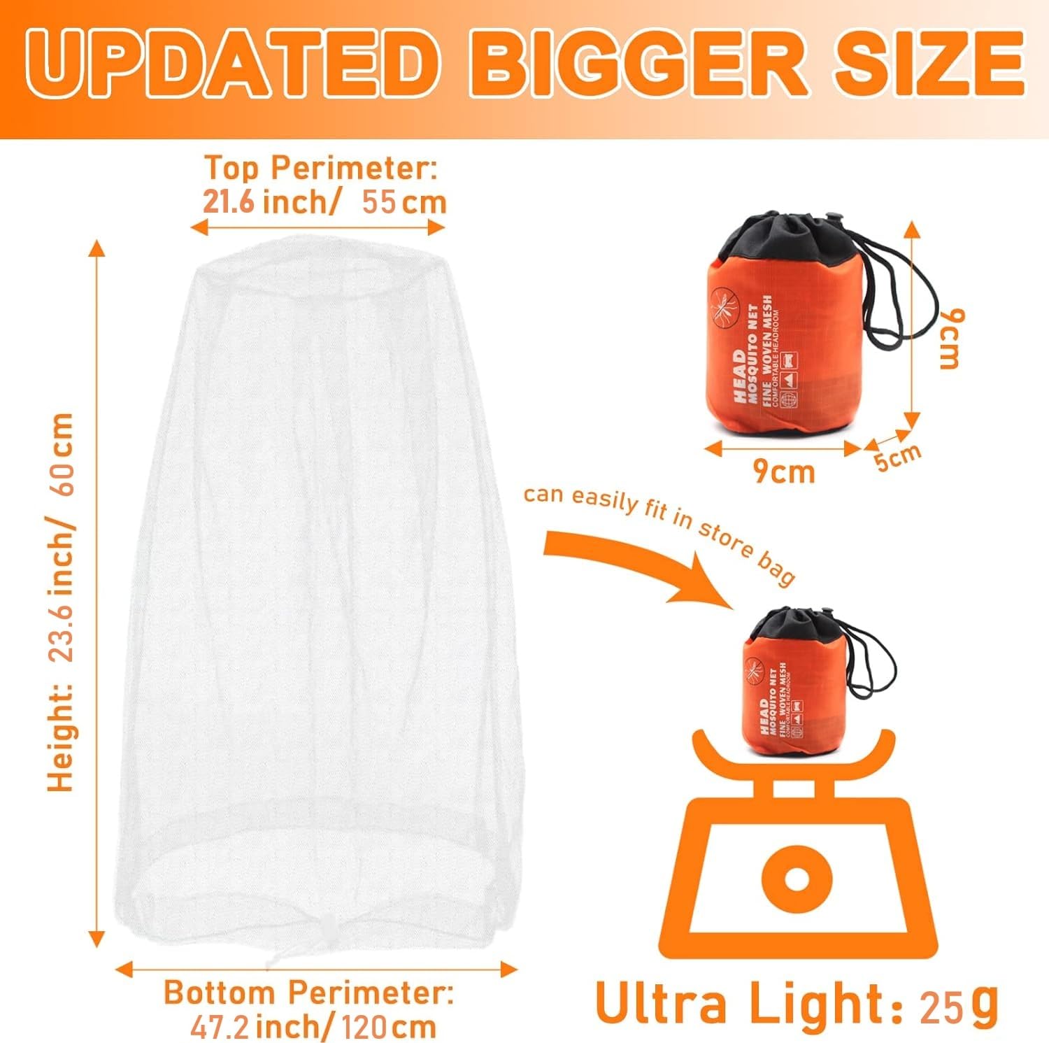 Ducclucc Mosquito Head Net Mesh, Face Neck Fly Netting Hood (2, White)