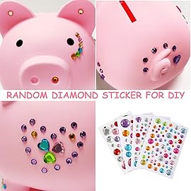 PJDRLLC Piggy Bank, Unbreakable Plastic Money Bank, Coin Bank for Girls and Boys, Medium Size Piggy Banks, Practical Gifts for Birthday, Easter, Christmas (Pink)