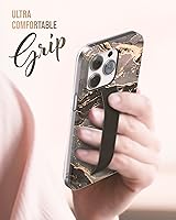 Vista 5 de ENCASED Funda con correa de bucle, compatible con iPhone 14 PRO MAX (2022) con protector de pantalla, mármol negro y dorado