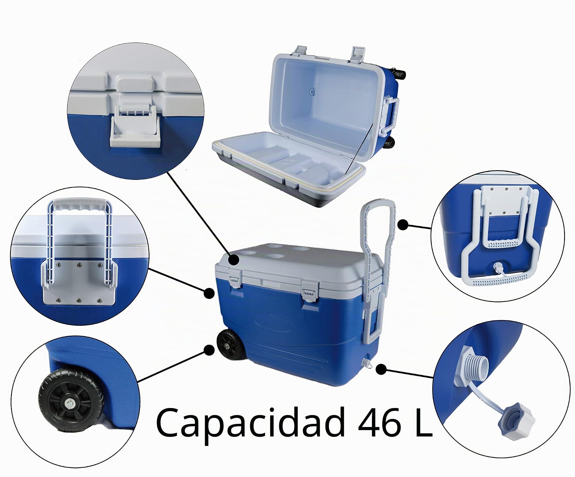 Refrigerador rígido 46 litros, 60,5 x 35,5 x 41,5 cm, Azul/Blanco