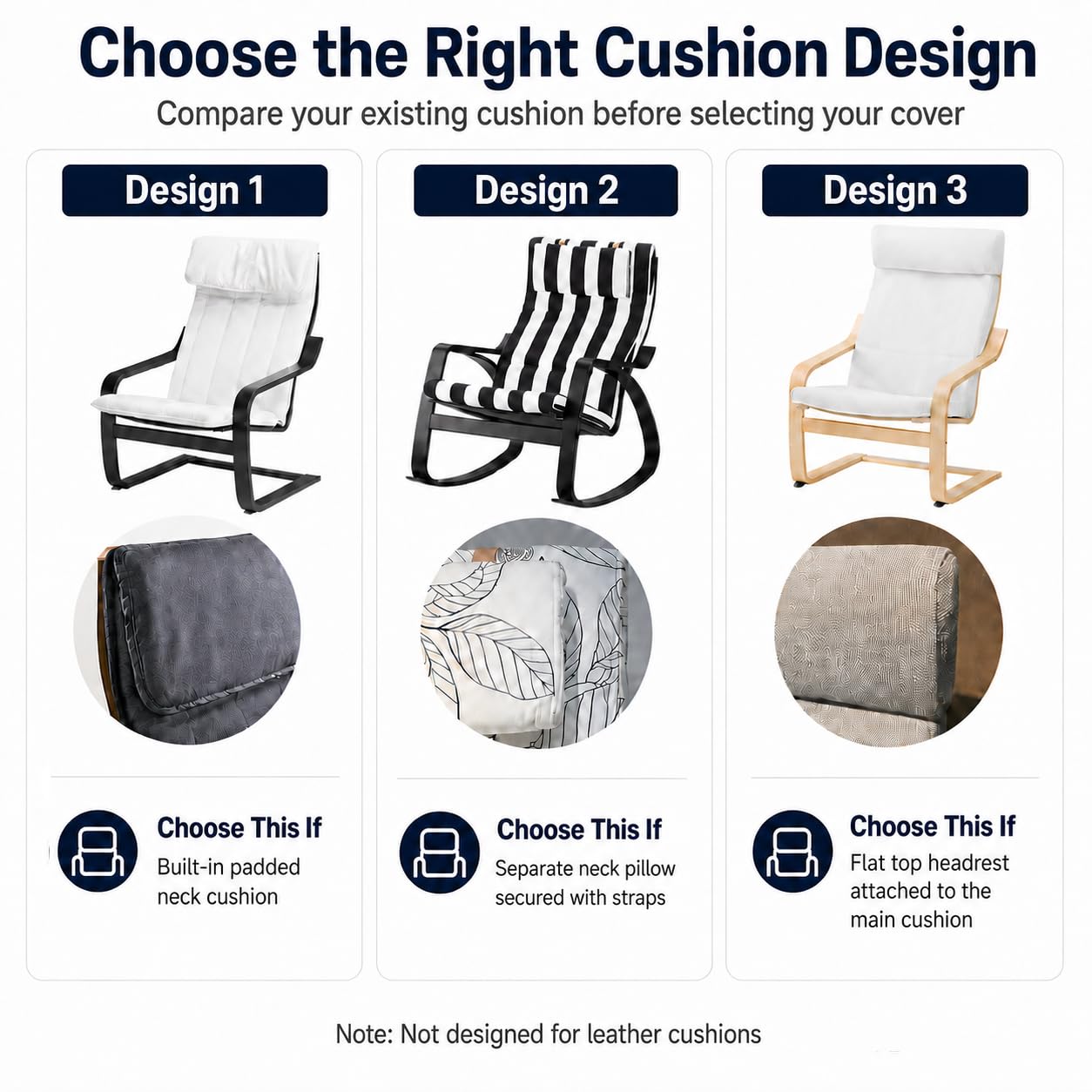 Vinylla Fodera di ricambio per poltrona Ikea Poang (cuscino design 1, poliestere, grigio chiaro)