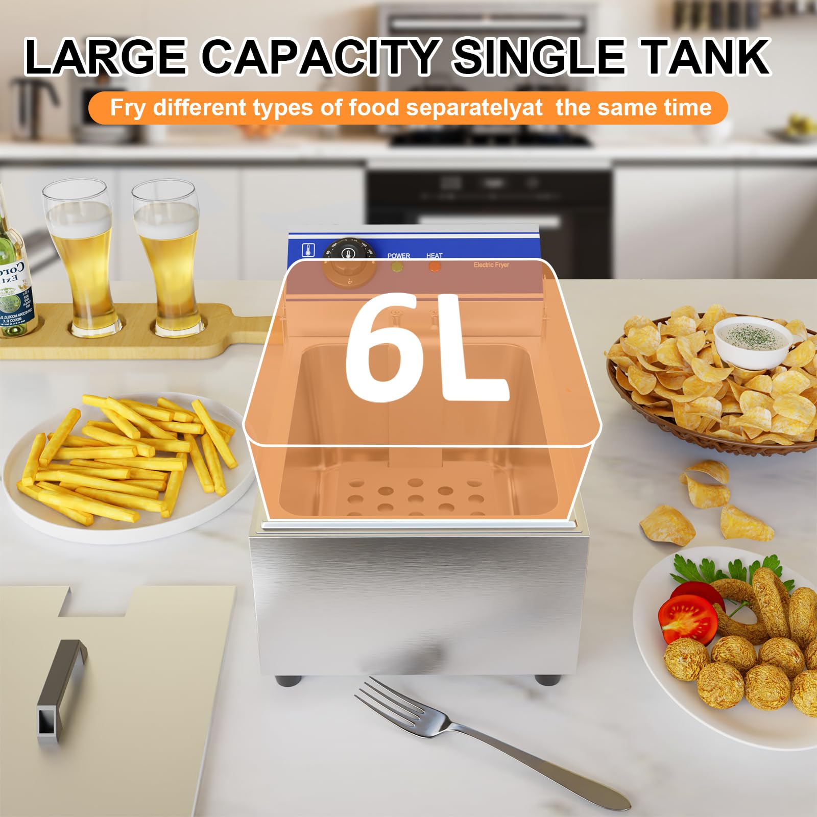 TAIMIKO Commerciële elektrische friteuse met 2 tanks van roestvrij