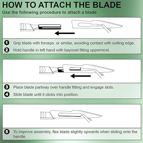 Miniatura 4 de MedHelp 21 piezas de 20 cuchillas de bisturí 11 y 1 mango de bisturí de acero inoxidable, cuchillos de laboratorio, cuchillas quirúrgicas