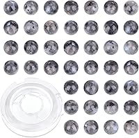 Vista 35 de 100 cuentas redondas sueltas de lava negra natural de 0.315 pulgadas para fabricación de joyas con cordón elástico de cristal