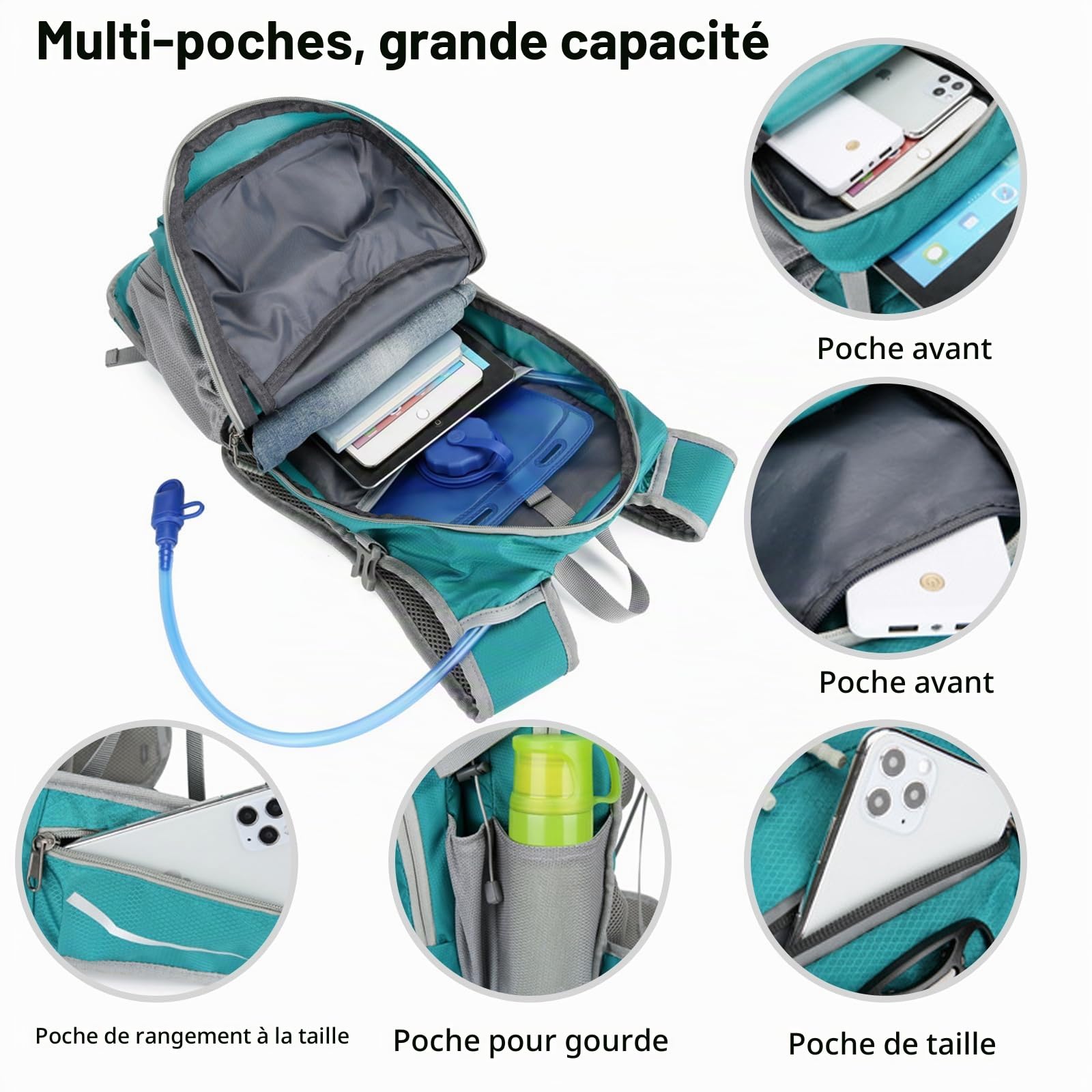Sac à Dos Randonnée Imperméable Sac à Dos 20L Léger Hiking Backpack pour Femme Homme Trekking Cyclisme Escalade Sport Vert