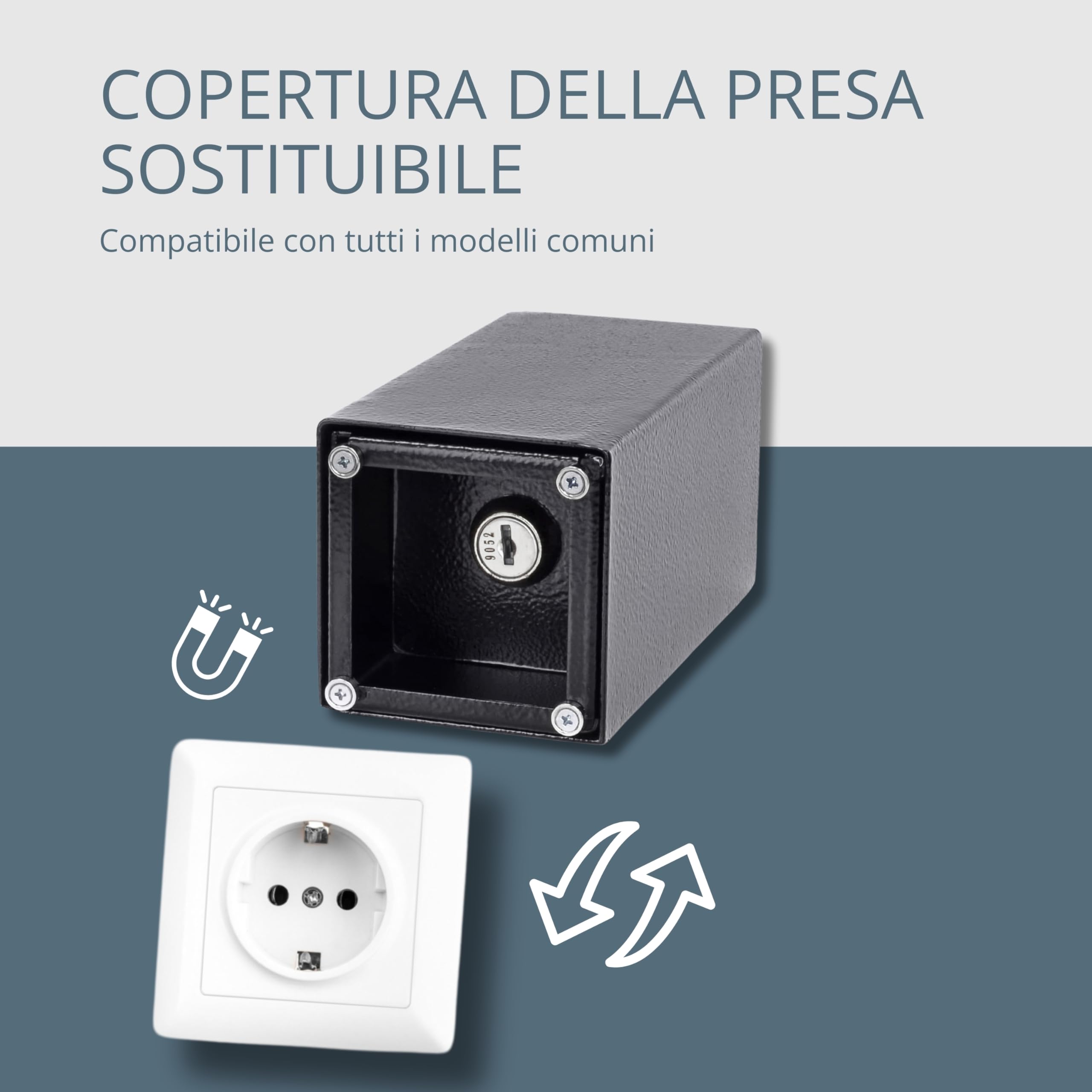 Cassaforte con presa fittizia - Con 1 presa fittizia - Apertura magnetica e serratura speciale - Cassaforte da parete per un riposto invisibile - Scomparto segreto per i soldi