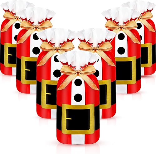 Miniatura 1 de Paterr 200 bolsas de regalos de Navidad, bolsas con cordón de Papá Noel, bolsas de plástico para dulces, bolsas de regalo de Navidad, bolsas de