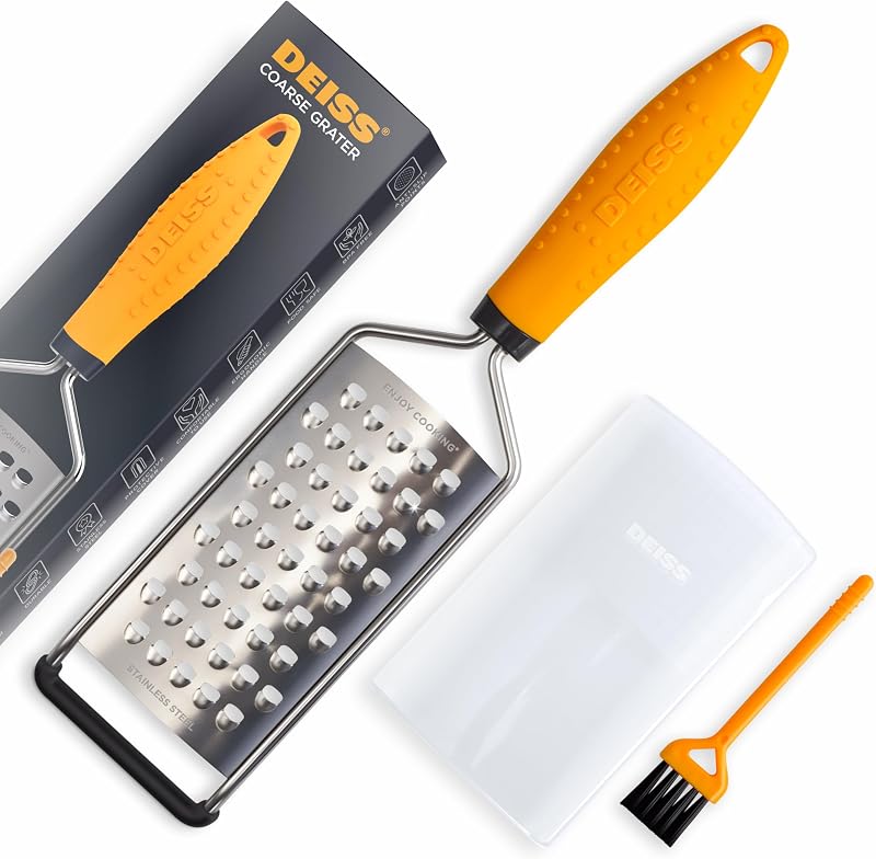 PRO Coarse Grater & Hand Held Cheese Grater - Sharp Stainless Steel Blades, Non-Slip Handle, Small Cheese Grater for Kitchen, Shredder, Dishwasher Safe