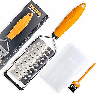 Deiss PRO Coarse Grater & Hand Held Cheese Grater - Sharp Stainless Steel Blades, Non-Slip Handle, Small Cheese Grater for Kitchen, Shredder, Dishwasher Safe