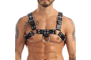 Adult Adjustable Buckle Body Chest PU Leather Harness
